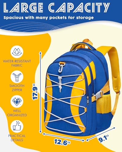 BLUEFAIRY Middle High School Backpack for Boys Girls Large Bookbag with Laptop Compartment Back to School Book Bags for Teens Teenagers Mochilas Escolares para Niños Niñas (Cobalt Blue/Yellow, Solid) - color: Cobalt Blue/Yellow