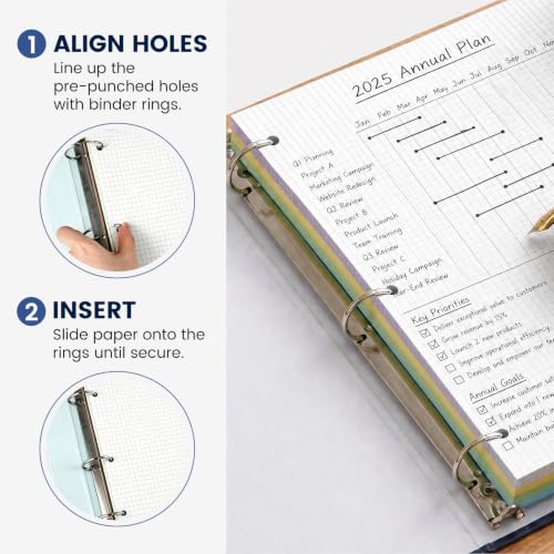 Koogel Loose Leaf Graph paper, 8" x 10.5", 4 x 4 Graph Rule, 3-Hole Punched | 100 Sheets Graphing Paper, Anti-Bleed, for Engineering, Math, Physics, School Supplies, Back to School