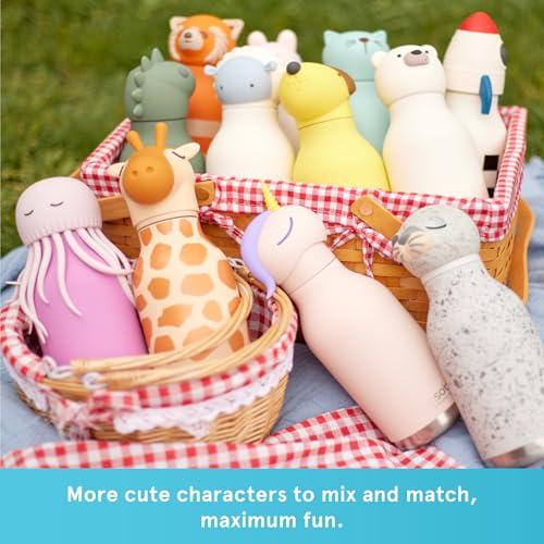 asobu Bestie Bottle Limited Edition Collectible Kids Water Bottle with Animal Character Lid 16oz (460ml) Insulated Stainless Steel, Leakproof, Reusable with Straw Fun Gift for Girls & Boys - color: GUS THE KILLER WHALE