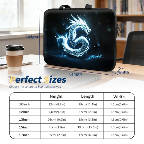 Laptop Bag 17 Inch,Resistant Shockproof Laptop Sleeve Case Protective Cover Carrying Case with Handle Compatible for HP Dell Lenovo Acer Asus Notebook Computer,Glowing Dragon - color: Glowing Dragon, size: 17-17.3 in