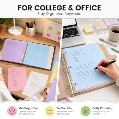 HIBOX Loose Leaf Paper Wide Ruled, 100 Sheets 8"x10.5", 3-Hole Punch, Blue | Anti-Bleed, 11/32" Spacing, Filler Paper for Binders, College, Office, School Supplies, Back to School & Classroom Must Haves - color: blue