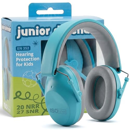 ISOtunes JUNIOR DEFENDER Noise Cancelling Headphones for Kids, 20 dB Kids Ear Protection Ear Muffs for Noise Reduction - color: Kids Blue