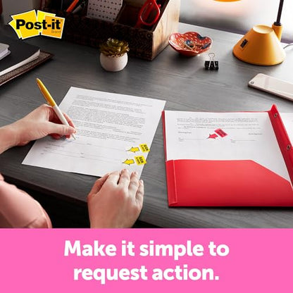 Post-it Message Flags, Sign and Date 1 x 1.7 in, Red, 1 Dispenser | Removable Page Markers to Mark Tax, Real Estate, and Legal Documents