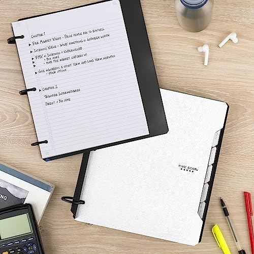 Five Star Flex Refillable Notebook + Study App, College Ruled Paper and 1-1/2 Inch TechLock Ring Binder with Pockets, Tabs and Dividers, 300 Sheet Capacity, White (29324AE2) (Pack of 6) - color: White, size: 6 Pack