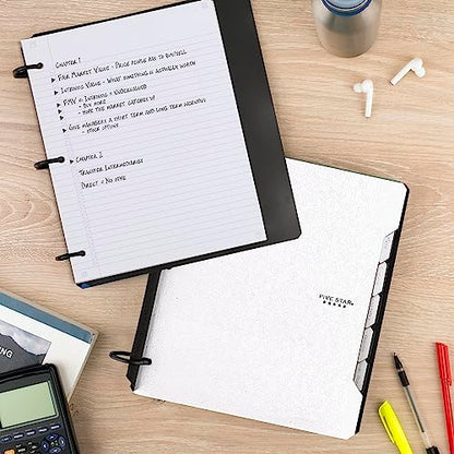 Five Star Flex Refillable Notebook + Study App, College Ruled Paper and 1-1/2 Inch TechLock Ring Binder with Pockets, Tabs and Dividers, 300 Sheet Capacity, White (29324AE2) (Pack of 6) - color: White, size: 6 Pack