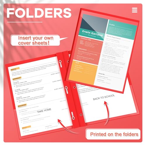 Henoyso 24 Pcs Plastic Folders with Clear Front Pocket and 3 Prong Take Home Plastic 2 Pocket Folder Back to School for Students Parent Teacher Communication for School Office (Red) - color: Red