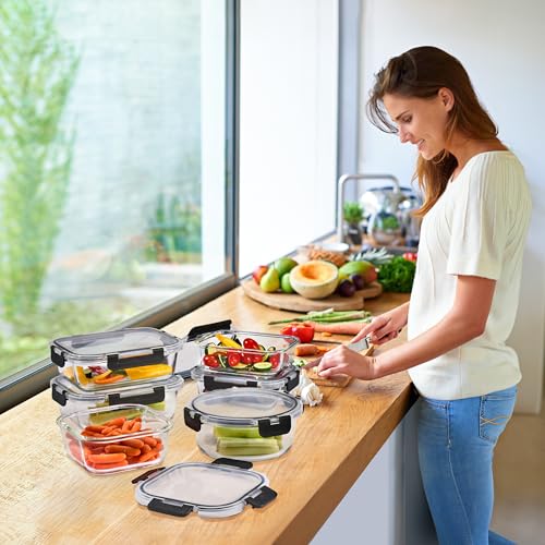 Sorbus Glass Meal Prep Containers, Dishwasher and Oven Safe Reusable Meal Prep Containers, Freezer Safe Glass Food Storage Containers with Airtight Lids - size: 8 Square