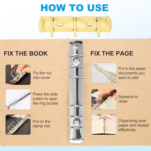 PATIKIL A8 3-Hole Ring Binder Mechanisms, 2 Set Binder Spines Replacement for Office Planners Documents Recipes Organization Storage, Yellow - color: Yellow