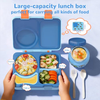 Bento Lunch Box for Kids Adult, Leakproof 3-4 Compartment Bento Box Set with Insulated Food Jar,Water Bottle, Lunch Bag, School Lunch Container for Toddler Teen Girls Boys Ages 3+(Vehicle) - color: Off-Road Vehicle