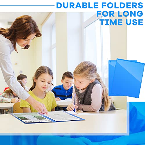 Henoyso 24 Pcs Folders with Pocket School to Home Folder Heavy Duty 2 Pocket Homework Folders with Clear Front Pockets for School Students Parent Teacher Communication (Blue) - color: Blue
