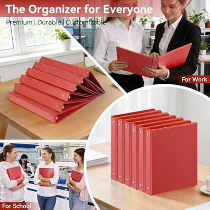 SUIN 1 Inch 3 Ring Binder, Clear 1'' View Presentation Binders with 2 Pockets, Fits 8.5 x 11 Letter Size, Durable Polypropylene, Non-Stick & PVC-Free for School, Office & Home (Red) - color: Red