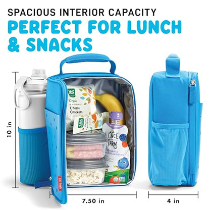 Fit & Fresh Lunch Box For Kids, Boys & Girls, School, Camp, Insulated Bag With Shoe Charm Slots For Personalization, Ocean Blue - color: Ocean Blue