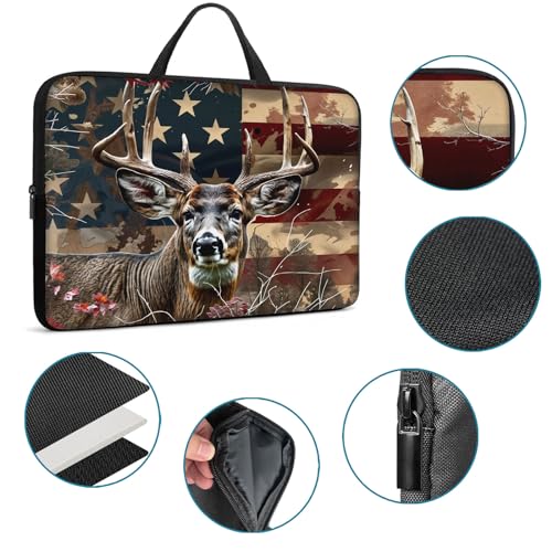 Laptop Sleeve Bag with Handle Computer Protective Soft Cover Case for 14 Inch 13 Inch Laptop,Deer Weed Flag - color: Deer Weed Flag