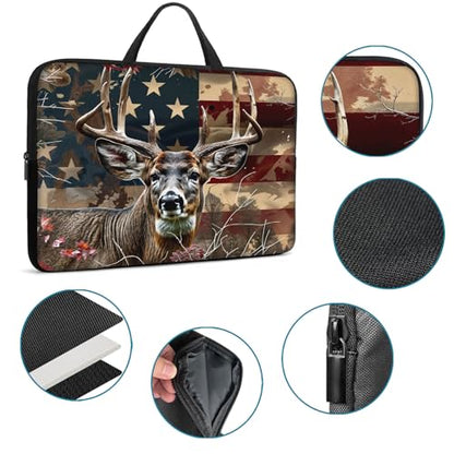 Laptop Sleeve Bag with Handle Computer Protective Soft Cover Case for 14 Inch 13 Inch Laptop,Deer Weed Flag - color: Deer Weed Flag