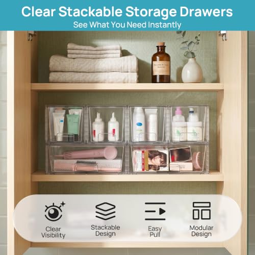 Vtopmart 4 pack Easily Clear Storage Dawers - style: 2 Wide+2 Medium
