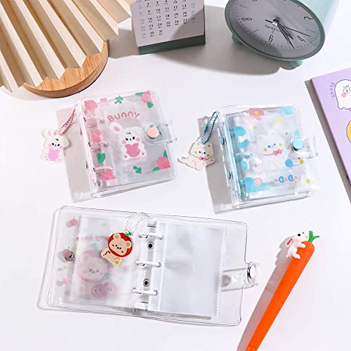 Leadigol Mini Photo Album Cover, 3 Ring Photocard Holder Book 1 Pc Binder Notebook Cover with 2 Pcs Loose Leaf Binder Ring Notebook Cove for Women Girl(Pink) - color: Pink