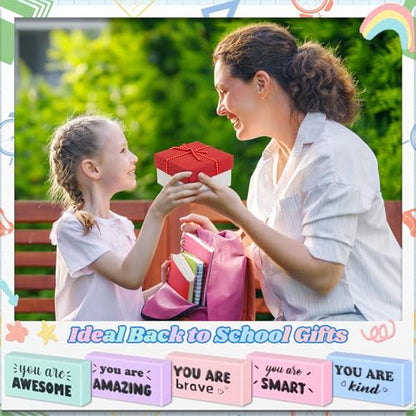 100 Pcs Inspirational Pencil Erasers Bulk Fun Motivational Eraser for Kids Students Teachers Back to School Office Supplies Prize Reward Graduation Gift