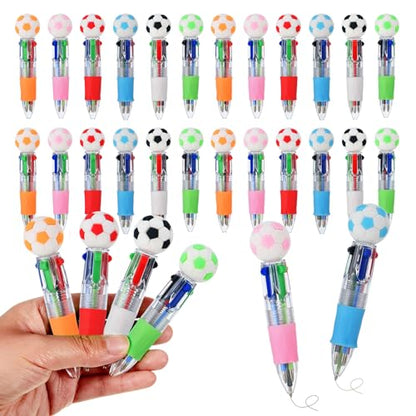 Soccer Party Favors Soccer Pens Mini Multicolor Pen in One Cute Fun 4-in-1 Pens Bulk Cool Ballpoint Pens for Birthday Gifts Teacher Supplies (Soccer, 24) - style: Soccer