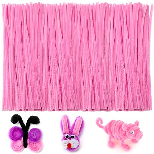 Iooleem 200pcs Pink Pipe Cleaners, Chenille Stems, Pipe Cleaners for Crafts, Pipe Cleaner Crafts, Art and Craft Supplies. - color: Pink, size: Small Pack