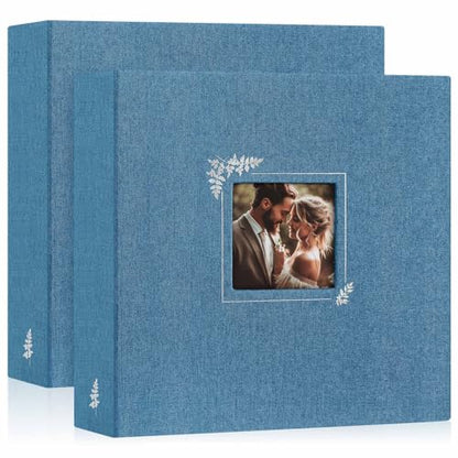Lanpn 2 Packs Scrapbook Photo Album 12x12, Linen Window Design Cover Top Load 3 Ring Folder Binder Photo Book Photobook 12 x 12 inch with 30 Plastic Sleeves 60 Pages (Blue) - color: Blue, size: 12x12"/2PK