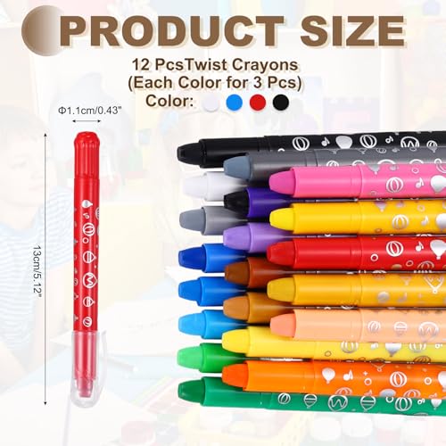 MECCANIXITY Twist Crayons, Twist Crayons Gel Watercolor Set Washable Silky Smooth for Arts Drawing DIY Craft Project Coloring Supplies Gift(White Blue Red Black, Pack of 12) - color: White Blue Red Black