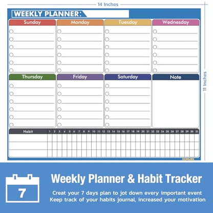 HOMiDEK Magnetic Calendar for Refrigerator: Reusable Dry Erase Monthly Fridge Whiteboard Calendar Magnet Weekly Planner White Board with Magnetic list, Dry Erase Markers and Eraser - 14 x 11 Inches - size: 11"W x 14"H, style: Monthly Planner + Weekly Plan