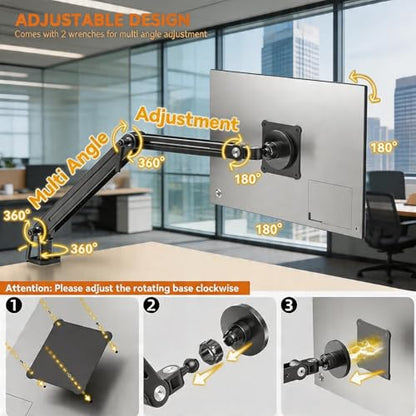 Portable Monitor Holder Mount Arm with Strong Magnetic 360° Rotating Base Bearing Over 5LBS Compatible with 12.9/14.6/15.6/17.3/18.5 inch iPad Pro/Mini/Air/Surface/Samsung - size: Up to 18.4''