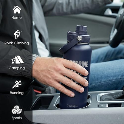 Dad Gift from Daughter, Insulated Stainless Steel Water Bottle 32oz, Awesome Like My Daughter, Vacuum Chug Lid Travel Tumbler for Men Dad, Gift for Birthday Christmas Fathers Day - color: Dad 5