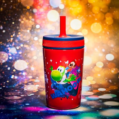 Zak Designs The Super Mario Galaxy Movie Kelso Toddler Cups For Travel or Home, 12oz Vacuum Insulated Stainless Steel Sippy Cup With Leak-Proof Design, BPA Free (Mario, Yoshi, Toad) - color: Mario, Yoshi, Toad