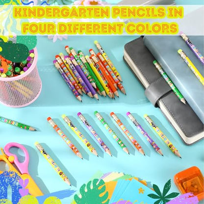 Spakon 72 Pcs Kindergarten Pencils Golf Pencils Here I Come School Supplies Easy to Hold for Classroom Reward Party Favor with Erasers