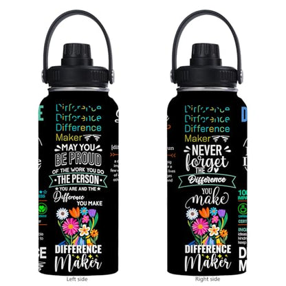 Difference Maker Water Bottle 32 oz - Thank You Gifts for Men Women - Teacher Appreciation Gifts - Administrative Professional Day Gifts for Coworker, Boss, Employee - color: Difference Maker