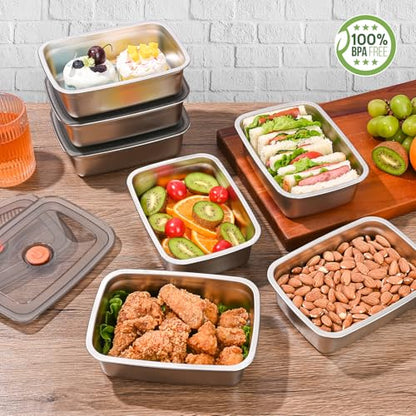 CLWVPCOT 10 Pack Stainless Steel Food Storage Containers with Leak-Proof Lids, 34oz Reusable Metal Meal Prep Lunch Boxes, Stackable, BPA-Free, Dishwasher Safe for Snacks, Fruits & On-the-Go Meals