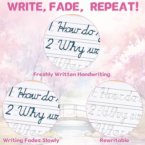 chiazllta 2 Pack Cursive Grooved Handwriting Workbooks Grooved Cursive Reusable Writing Practice Copy Books with Disappearing Ink Pens Learning Activities Supplies (Jokes Riddles&Inspiring Quotes) - style: Jokes Riddles&Inspiring Quotes