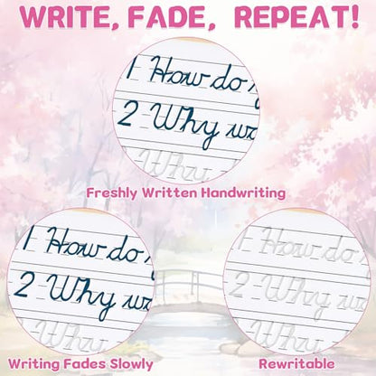 chiazllta 2 Pack Cursive Grooved Handwriting Workbooks Grooved Cursive Reusable Writing Practice Copy Books with Disappearing Ink Pens Learning Activities Supplies (Jokes Riddles&Inspiring Quotes) - style: Jokes Riddles&Inspiring Quotes