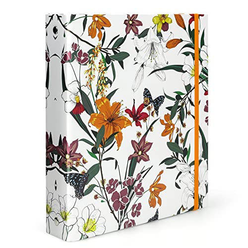 tutata Mini 3 Ring Binder 5.5 x 8.5, 1 Inch Binder, 175 Sheets Capacity, Cute Flower Cover with Elastic Cord, School Binder, Recipe Binder, Fits Paper and Sheet Protectors, Junior Size, Bright Floral - color: Bright Floral, size: 5.5x8.5