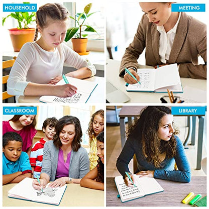 feela 12 Pack Notebooks Journals Bulk, Hardcover Notebook Classic Ruled Journal Set with Pen Holder for School Business Work Travel Writing, with 12 Black Pens, 120 GSM, 5.1”x8.3”, A5, Teal - color: 12 Teal