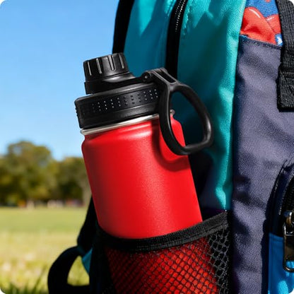 Small Water Bottle for kids-12 oz Stainless Steel Vacuum Insulated Wide Mouth Water Bottle with Spout Lid (Canyon Red) - color: Canyon Red, size: 12 Ounces