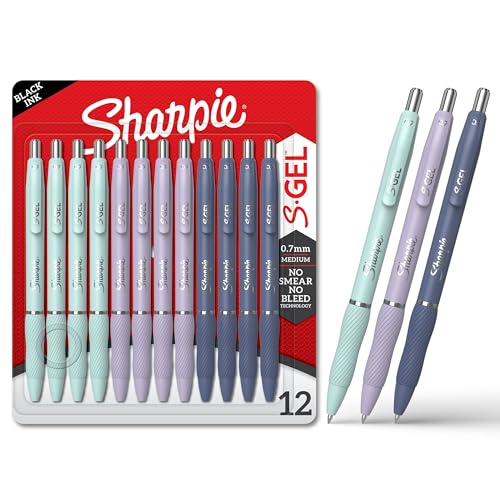 Sharpie S-Gel Gel Pens, Medium Point (0.7mm), Assorted Fashion Barrels, Black Ink, 12 Count - Office, Teacher, School Supplies - color: Assorted