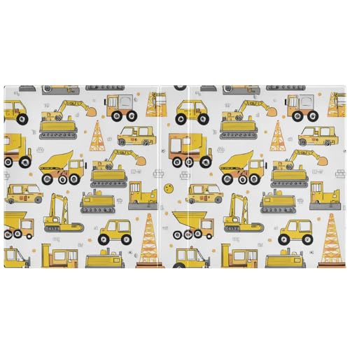 Pattern Cute Construction Vehicles Round Ring Binders 1.5 Inch 3 Ring Binder with Clipboard Holds 200 Sheets Office Home School - color: Multicolored 12