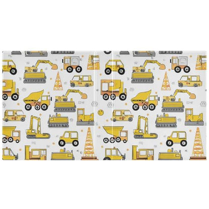 Pattern Cute Construction Vehicles Round Ring Binders 1.5 Inch 3 Ring Binder with Clipboard Holds 200 Sheets Office Home School - color: Multicolored 12