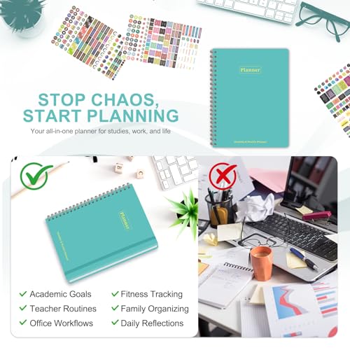 Planner 2026-2027, Academic Weekly and Monthly Calendar Planner, July 2026 - June 2027, Hardcover Spiral Agenda Book, School Supplies for Teacher Student - Letter Size(8.5" x 11") - color: L-Aquamarine, size: 8.5"x11"(Jul 2026-Jun 2027)