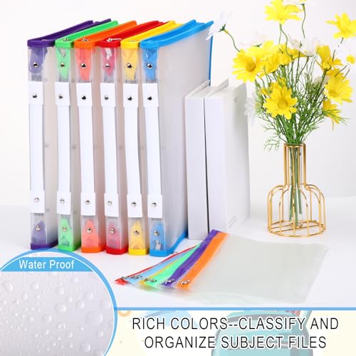 Fulmoon 6 Pack 1 Inch Zipper Binder, 3 Ring Binder with 2 Interior Pockets, Plastic Pencil Pouch, Expanding File Zippered Holds 8.5''x11'' for Projects, Assignments, Memos, School Work (Clear) - color: Clear
