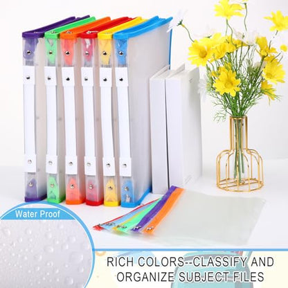 Fulmoon 6 Pack 1 Inch Zipper Binder, 3 Ring Binder with 2 Interior Pockets, Plastic Pencil Pouch, Expanding File Zippered Holds 8.5''x11'' for Projects, Assignments, Memos, School Work (Clear) - color: Clear