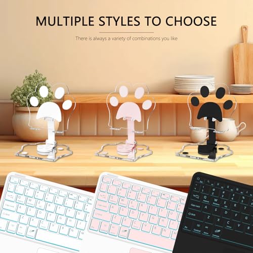 for Bluetooth Keyboard Touchpad Built, Cute Tablet Stand Adjustable & Foldable, Wireless Rechargeable Bluetooth for iPad, iPad Pro/Mini/Air, Samsung Xiaomi Tablets, etc - Black - color: D-Touchpad Backlight Keyboard-Black