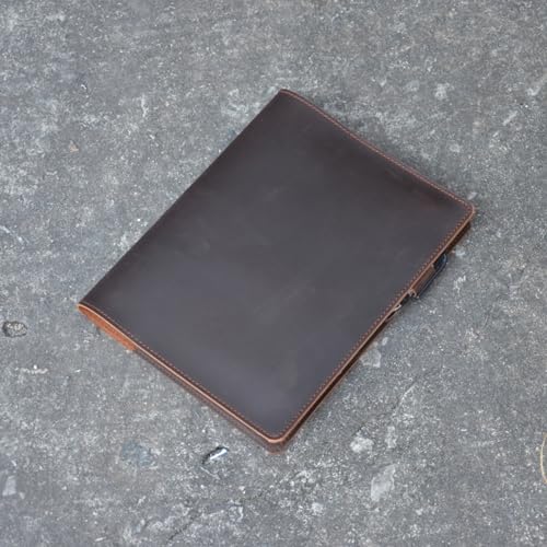 Genuine Leather Journal Notebook Cover Composition Notebooks 9.75" x 7.5", Gift For Student, Writing Diary for Writer Dark Brown - color: Dark Brown