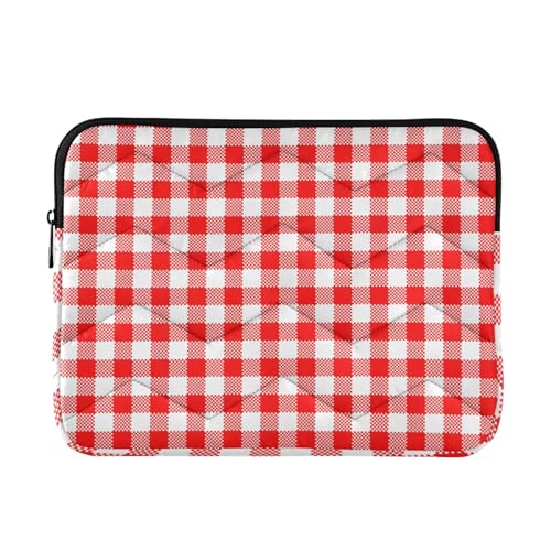 Laptop Sleeve Gingham Plaid Red White Computer Carrying Case Notebook Briefcase Tablet Puffy Cover Durable Waterproof PC Bag for 13.3-14" Pro Air Max - color: Multi-005