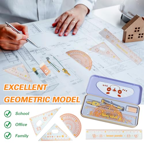7Pcs Geometry Set for Students – Math Protractor, Compass Geometry Tool, Ruler & Mechanical Pencil, Back to School Math Kit for Kids, School Supplies for Classroom, Drafting Tools with Case