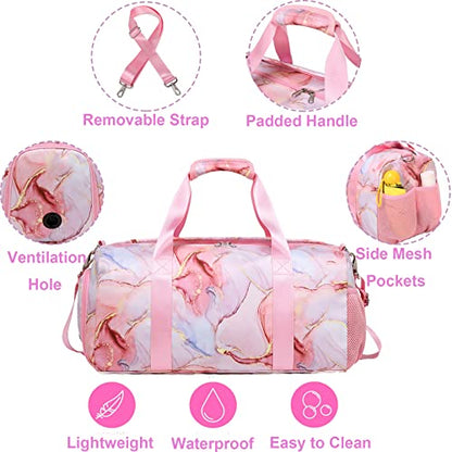 Jumpopack Dance Bag for Girls Teens Gym Gymnastic Bags Travel Bags for Weekender Sleepover Overnight Bag with Shoe Compartment and Wet Pocket - color: Pink