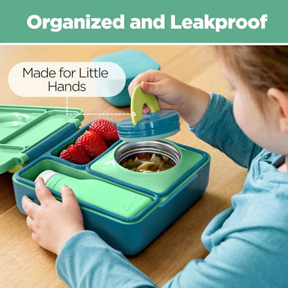 Omie OmieBox Kids Insulated Leakproof Bento Lunch Box with Food Jar (Meadow) - color: Meadow