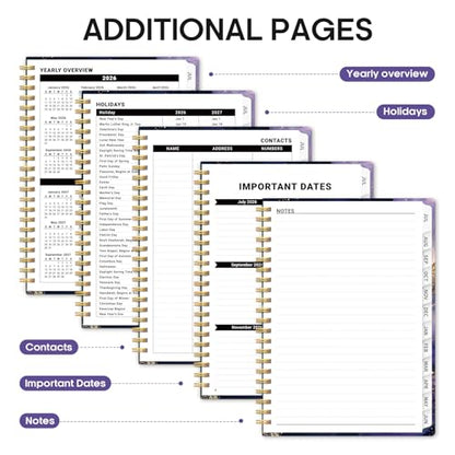 Planner 2026-2027, Academic Year Weekly and Monthly Calender Planner, from Jul 2026 - Jun 2027, Spiral Bound School Planning Book, Perfect for Teacher, Student, Women & Men, A5 (6.3" x 8.5"), Cosmic Amethyst - color: L-Cosmic Amethyst, size: (6.3"x8.5")a5